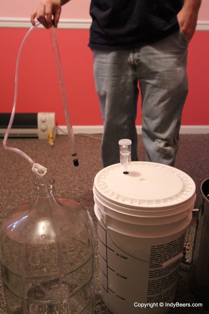 After a week, we needed to move from primary to secondary fermentation.