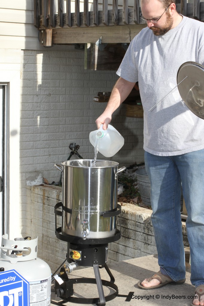 I now have a water filter at the house, but the first few times I brewed I bought filtered water.