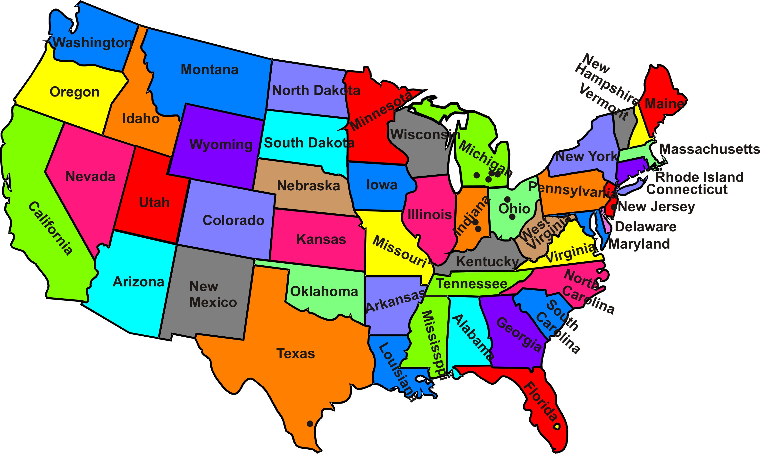 All States Of Usa Map